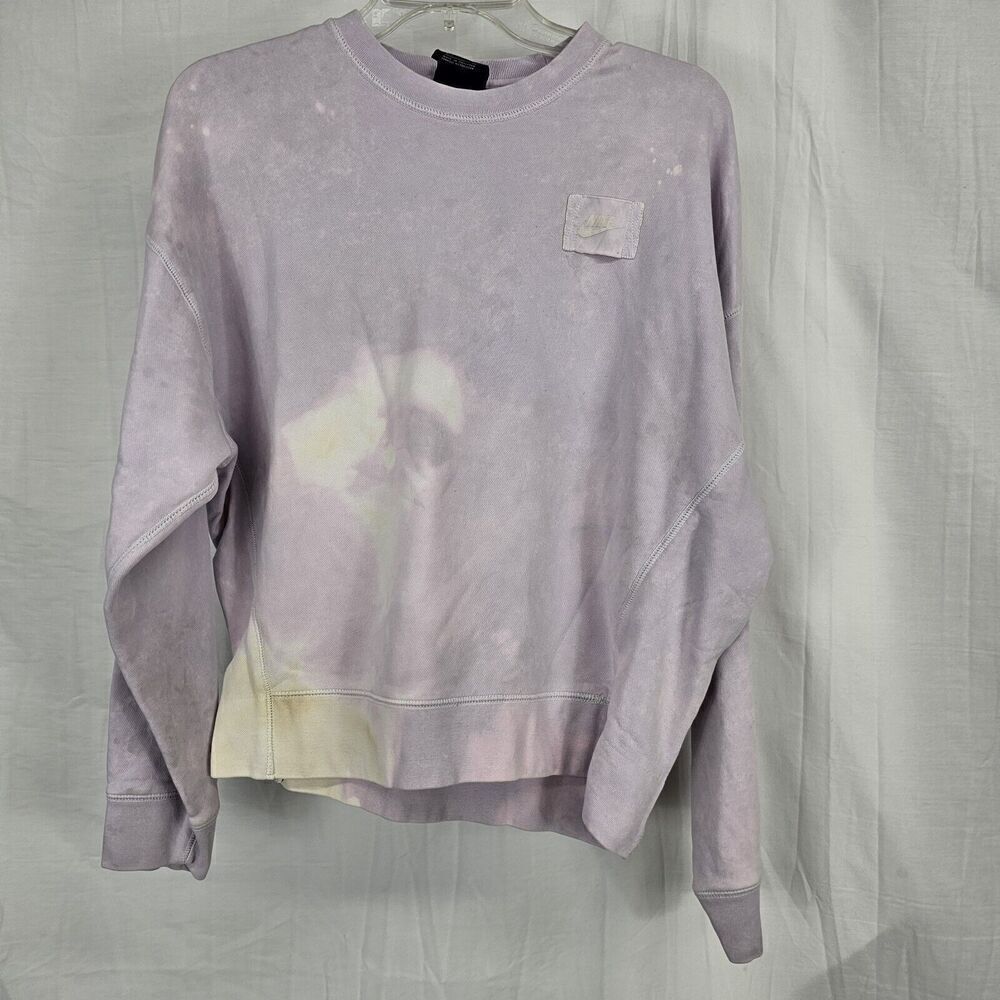 Nike Crewneck Sweat Shirt Women's Size Large Light Pink Bleached Distressed